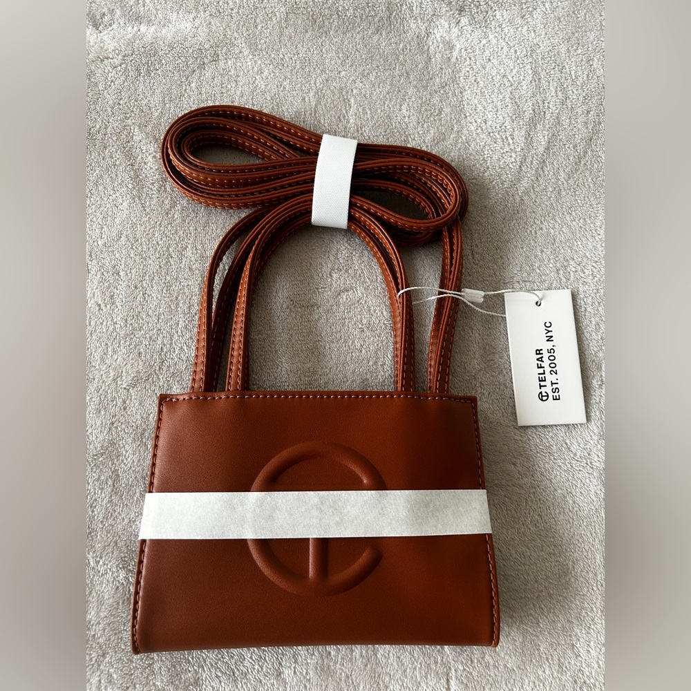 Telfar cognac (tan) small bag.